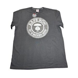 Aape By A Bathing Ape Men Black Graphic T-Shirt XL Moonface Camo Logo New